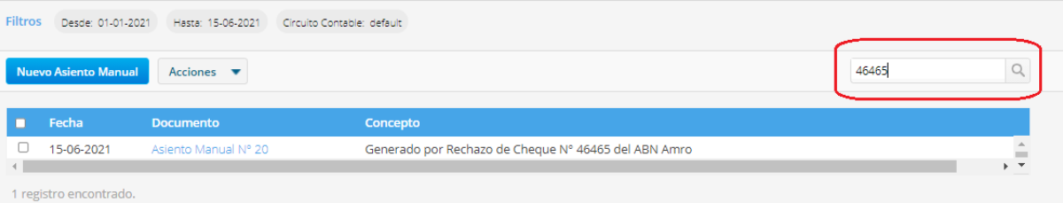 cómo elimino el rechazo de un cheque