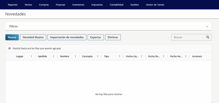 Cargar novedades en Xubio Sueldos