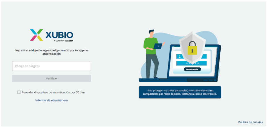 paso 4 para ingresar a xubio con el 2a verificado