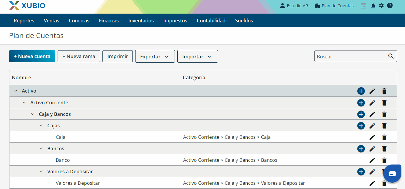 modificar plan de cuentas