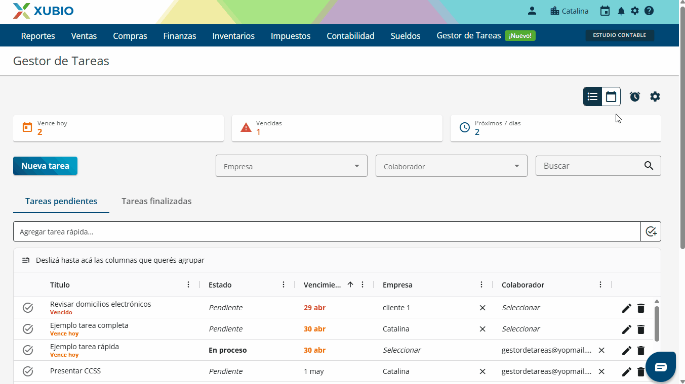 Configuración de alertas y notificaciones en el Gestor de Tareas