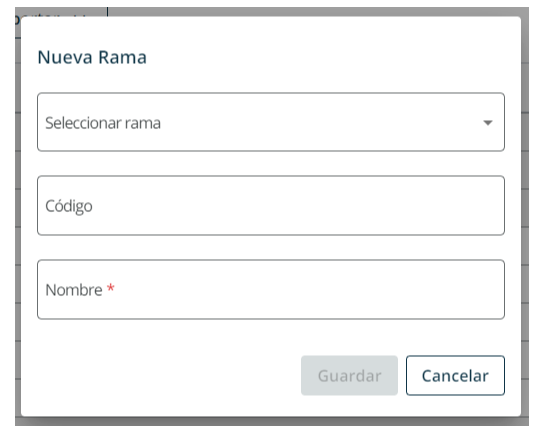 nueva rama plan de cuentas