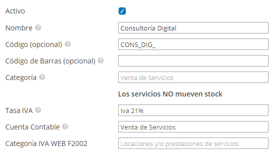 Información completa de un servicio en Xubio Argentina