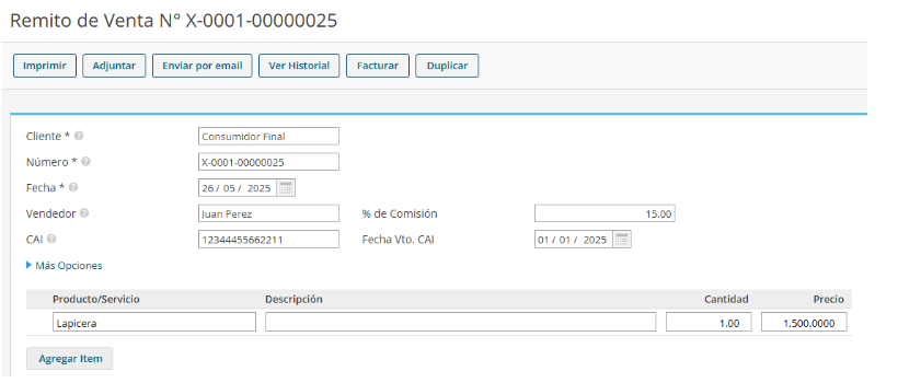 nuevo remito de venta remito de venta en xubio