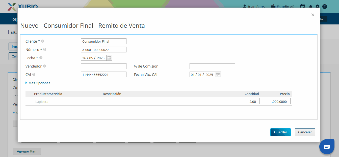 cómo remitir una factura en xubio